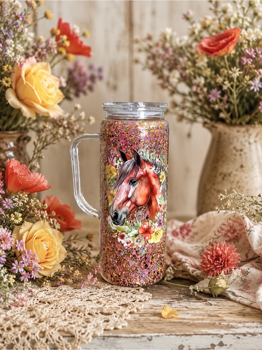 Glitter Horse Travel Mug - Multicolor